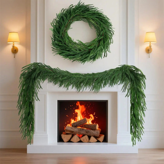 Festive faux cedar garlands
