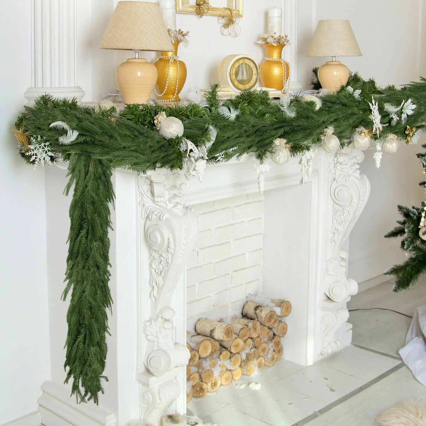 Festive faux cedar garlands